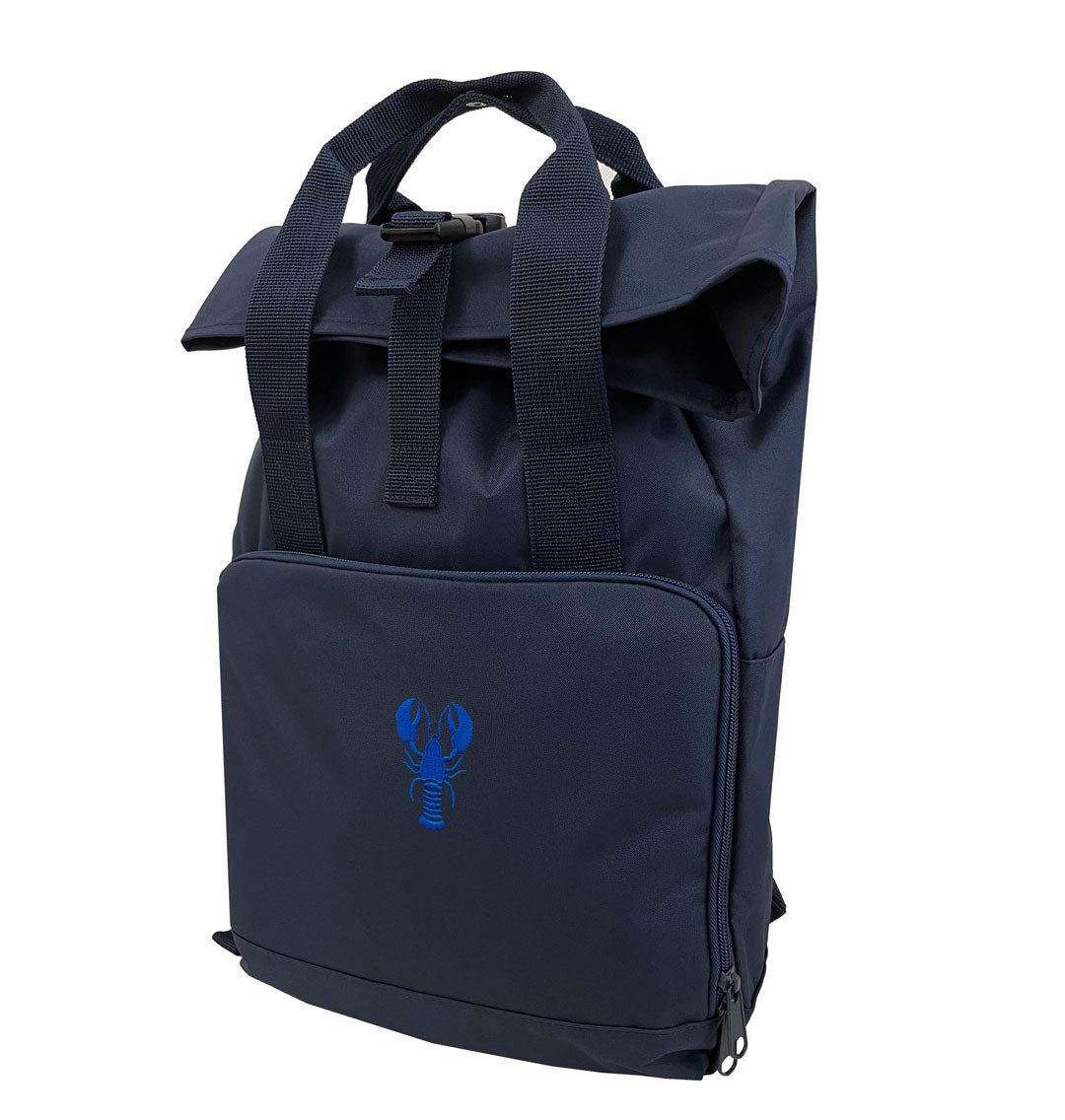 Blue Lobster Everyday Roll-top Recycled Backpack - Blue Panda