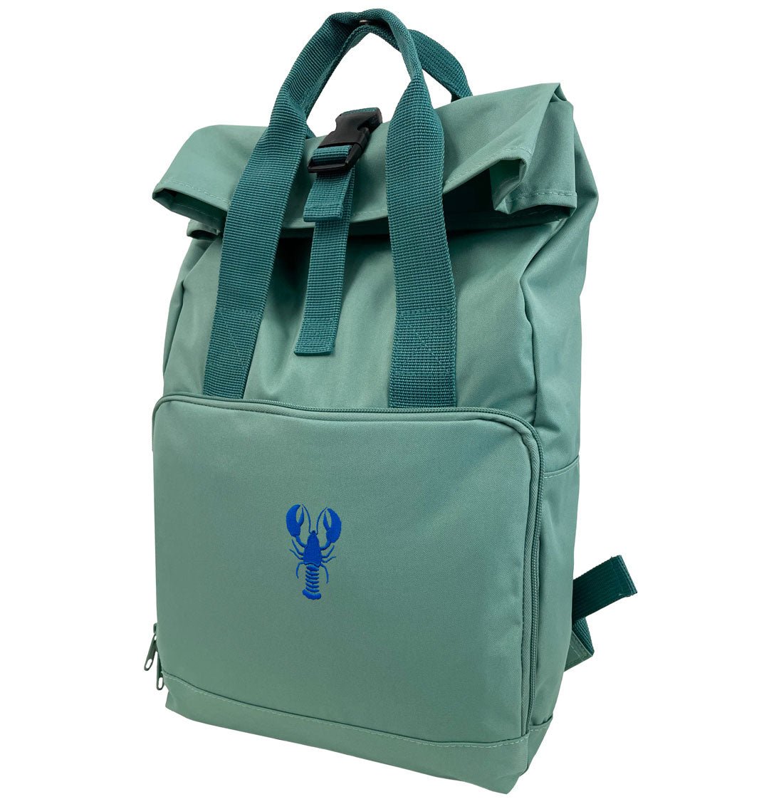 Blue Lobster Everyday Roll-top Recycled Backpack - Blue Panda