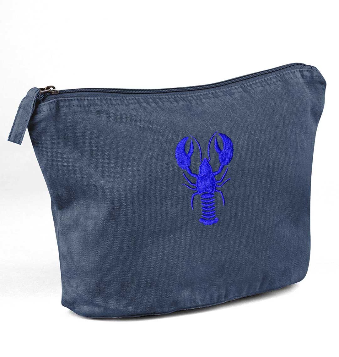 Blue Lobster Recycled Cotton Accessory Pouch - Blue Panda