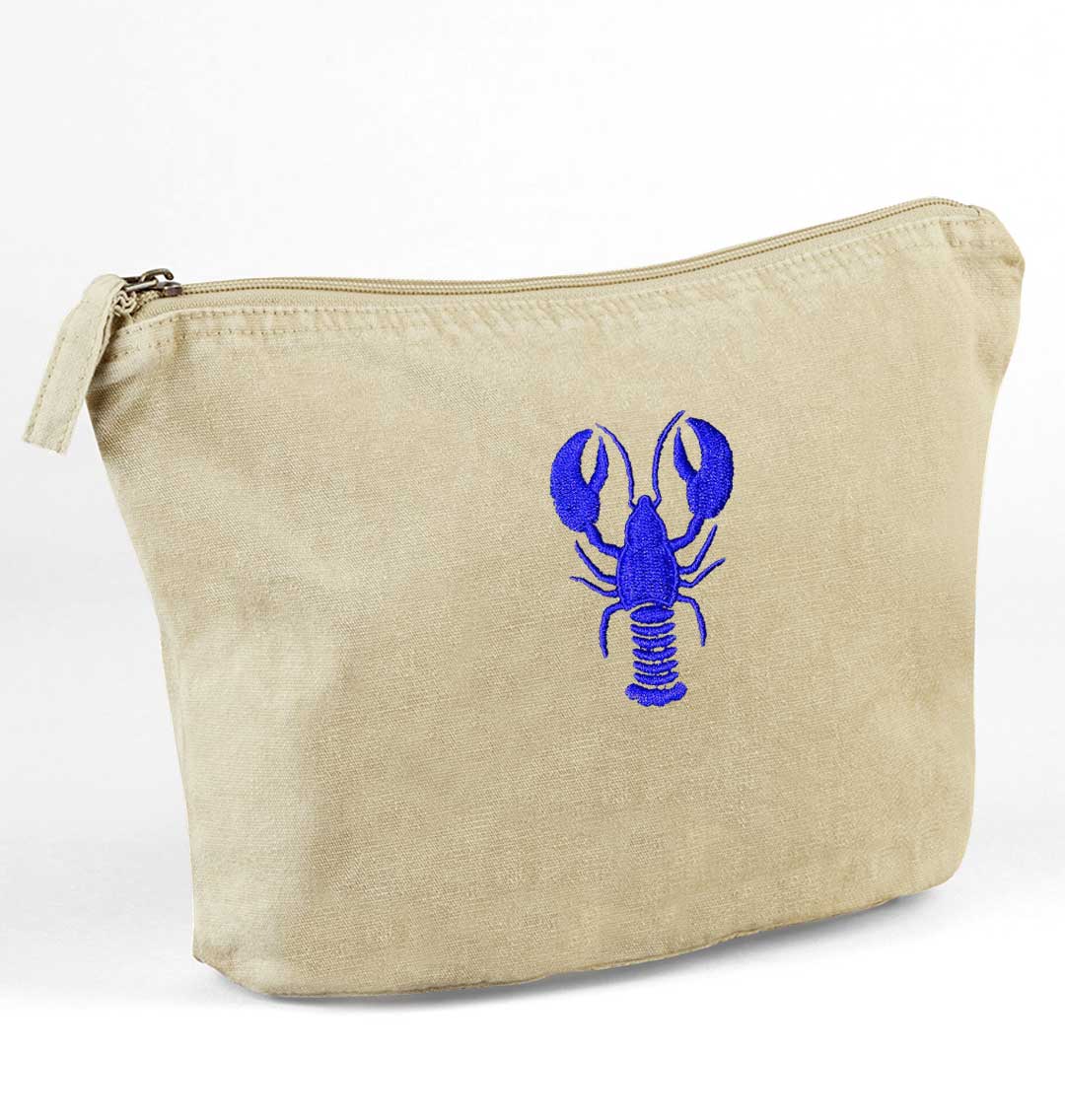 Blue Lobster Recycled Cotton Accessory Pouch - Blue Panda