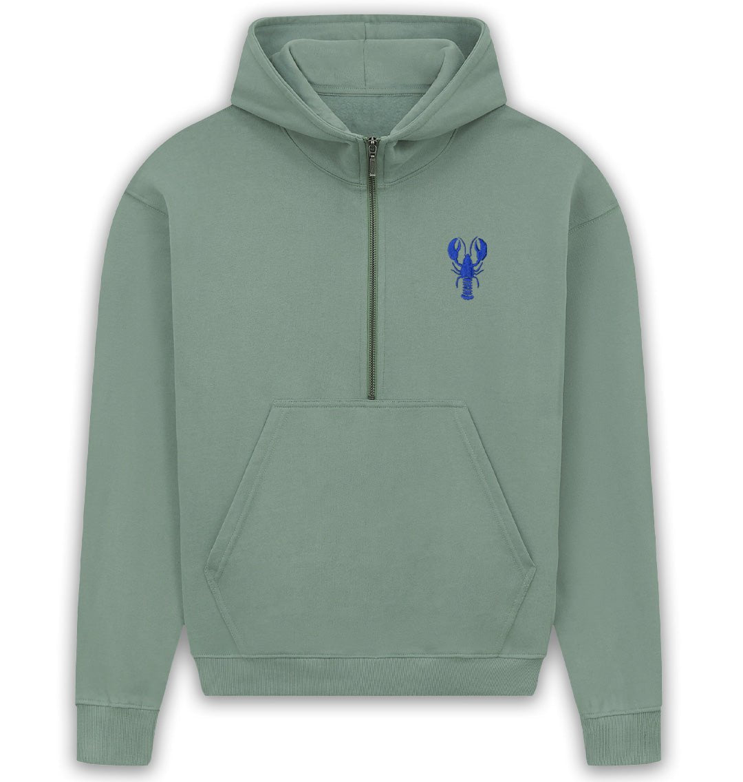 Blue Lobster Womens Half - Zip Hoodie - Blue Panda