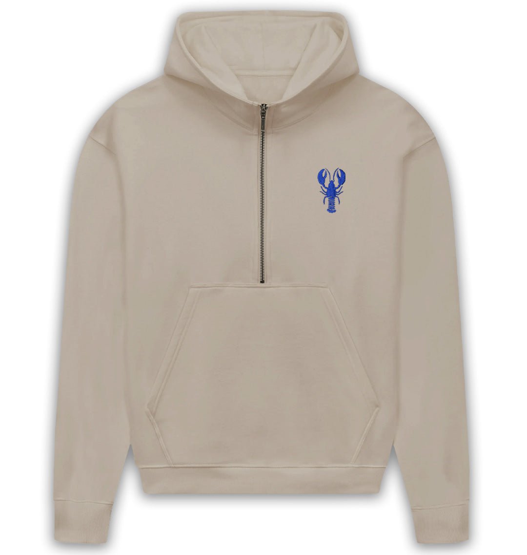 Blue Lobster Womens Half - Zip Hoodie - Blue Panda