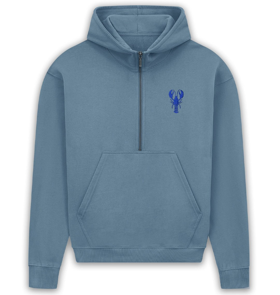 Blue Lobster Womens Half - Zip Hoodie - Blue Panda