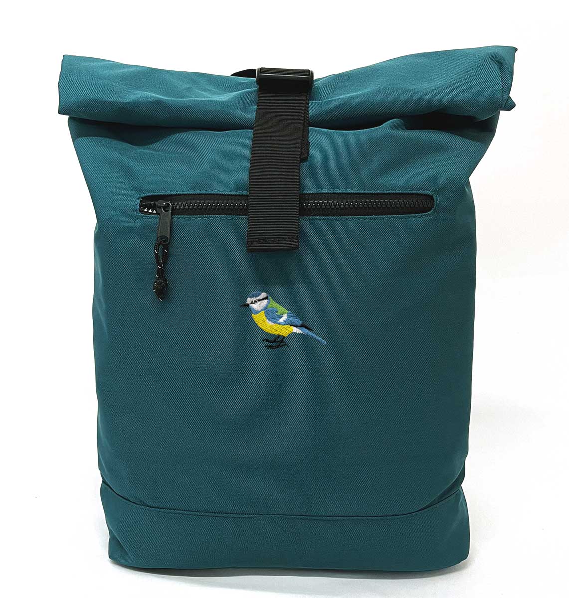 Blue Tit Beach Roll - top Recycled Backpack - Blue Panda