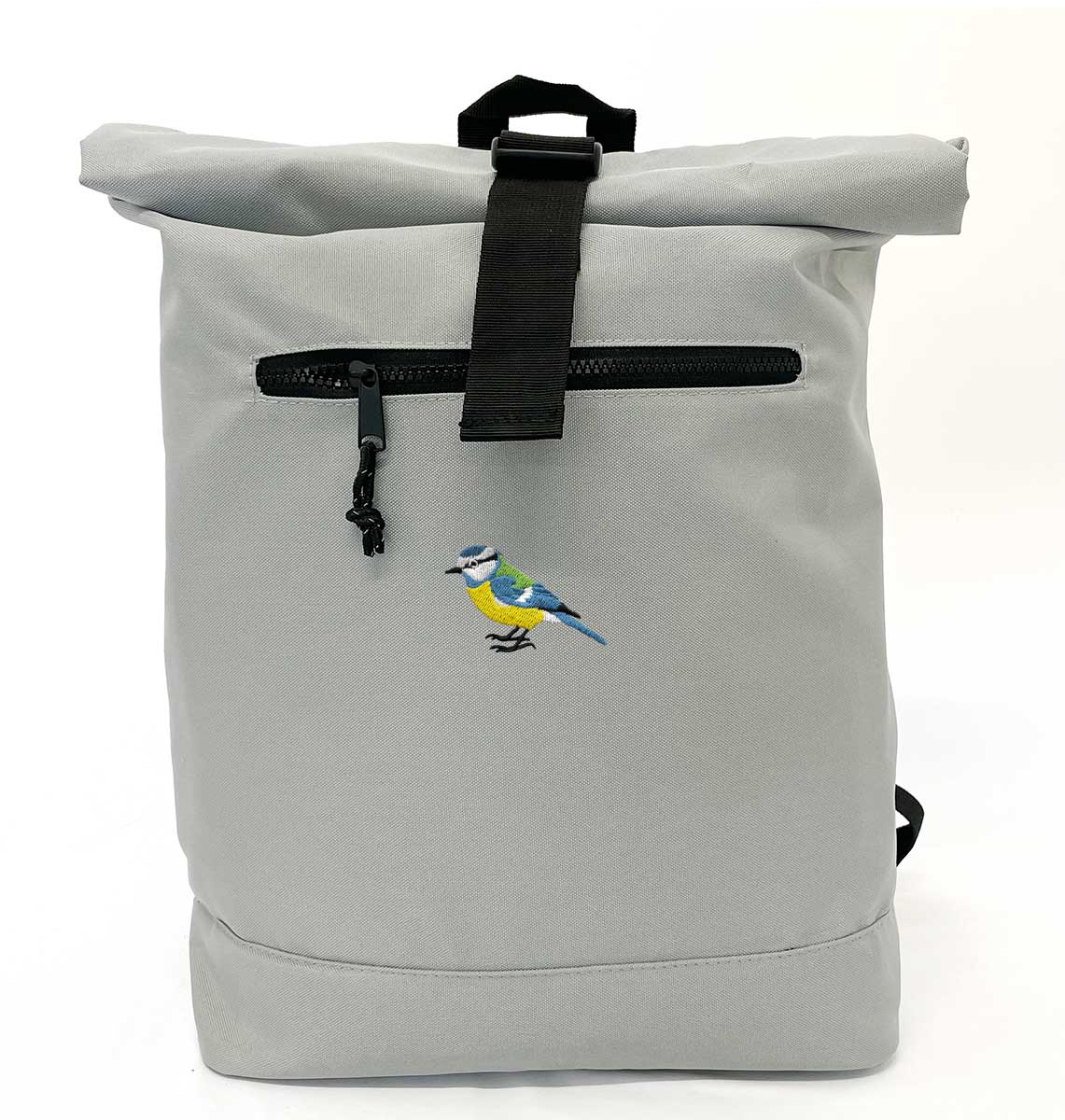 Blue Tit Beach Roll - top Recycled Backpack - Blue Panda