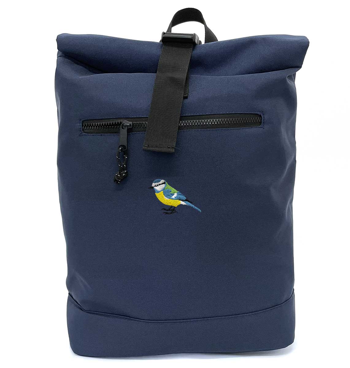 Blue Tit Beach Roll - top Recycled Backpack - Blue Panda