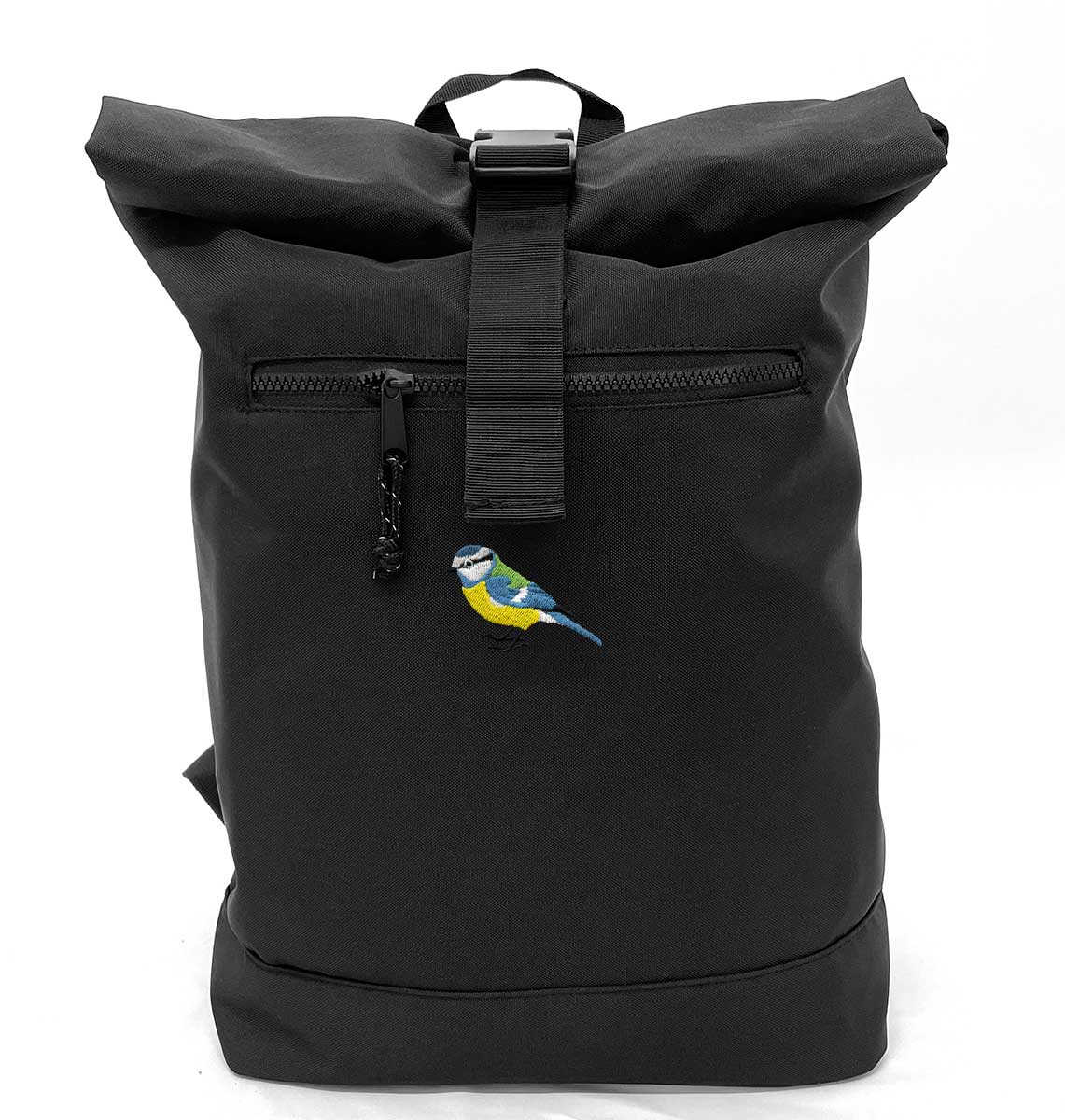 Blue Tit Beach Roll - top Recycled Backpack - Blue Panda