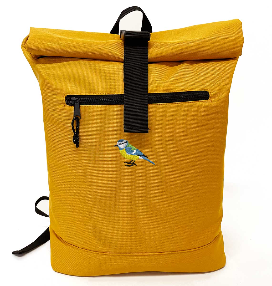 Blue Tit Beach Roll - top Recycled Backpack - Blue Panda