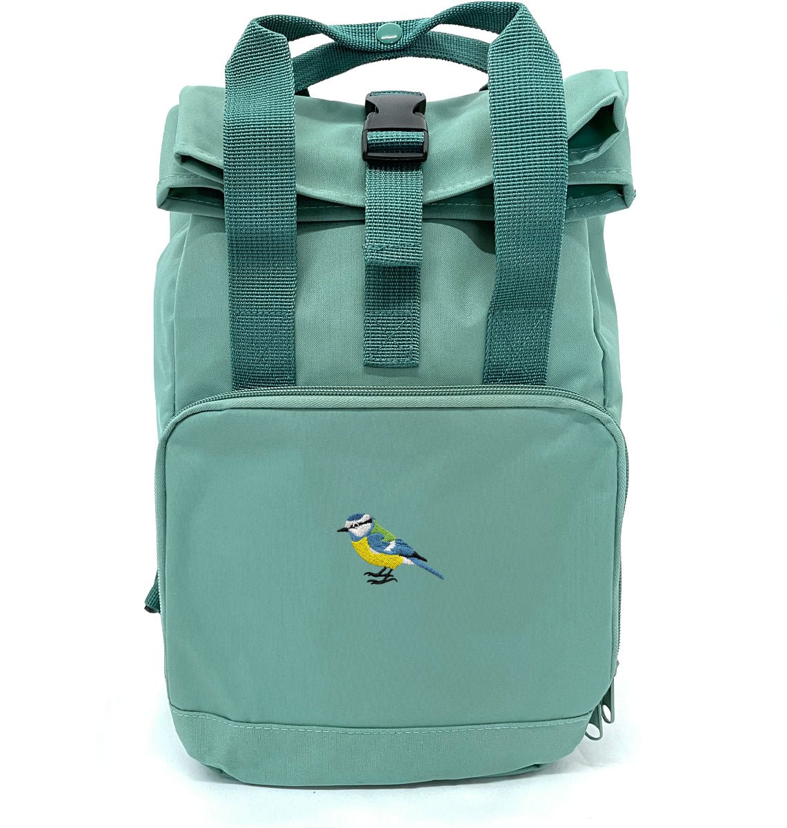 Blue Tit Mini Roll - top Recycled Backpack - Blue Panda