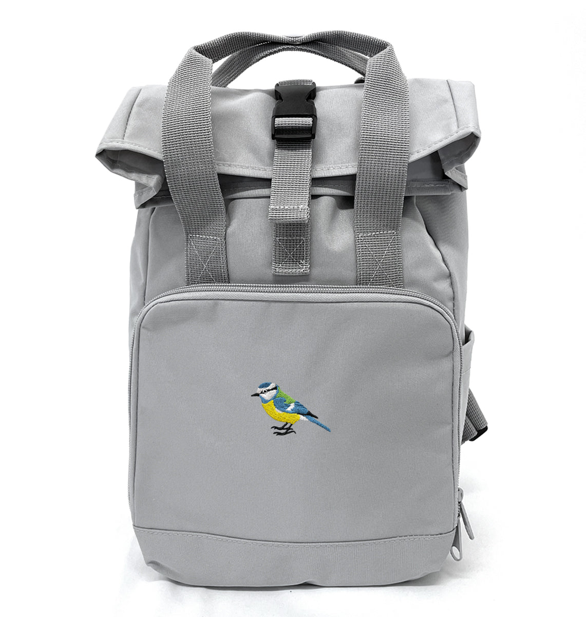 Blue Tit Mini Roll - top Recycled Backpack - Blue Panda