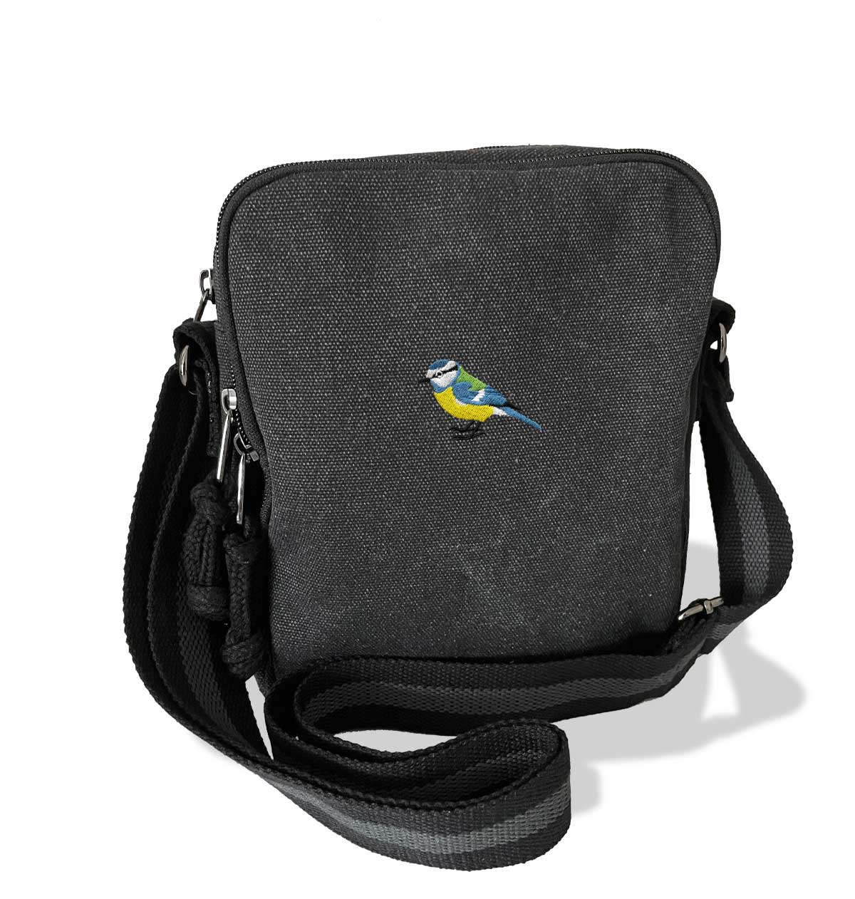 Blue Tit Vintage Canvas Cross - Body Hand Bag - Blue Panda