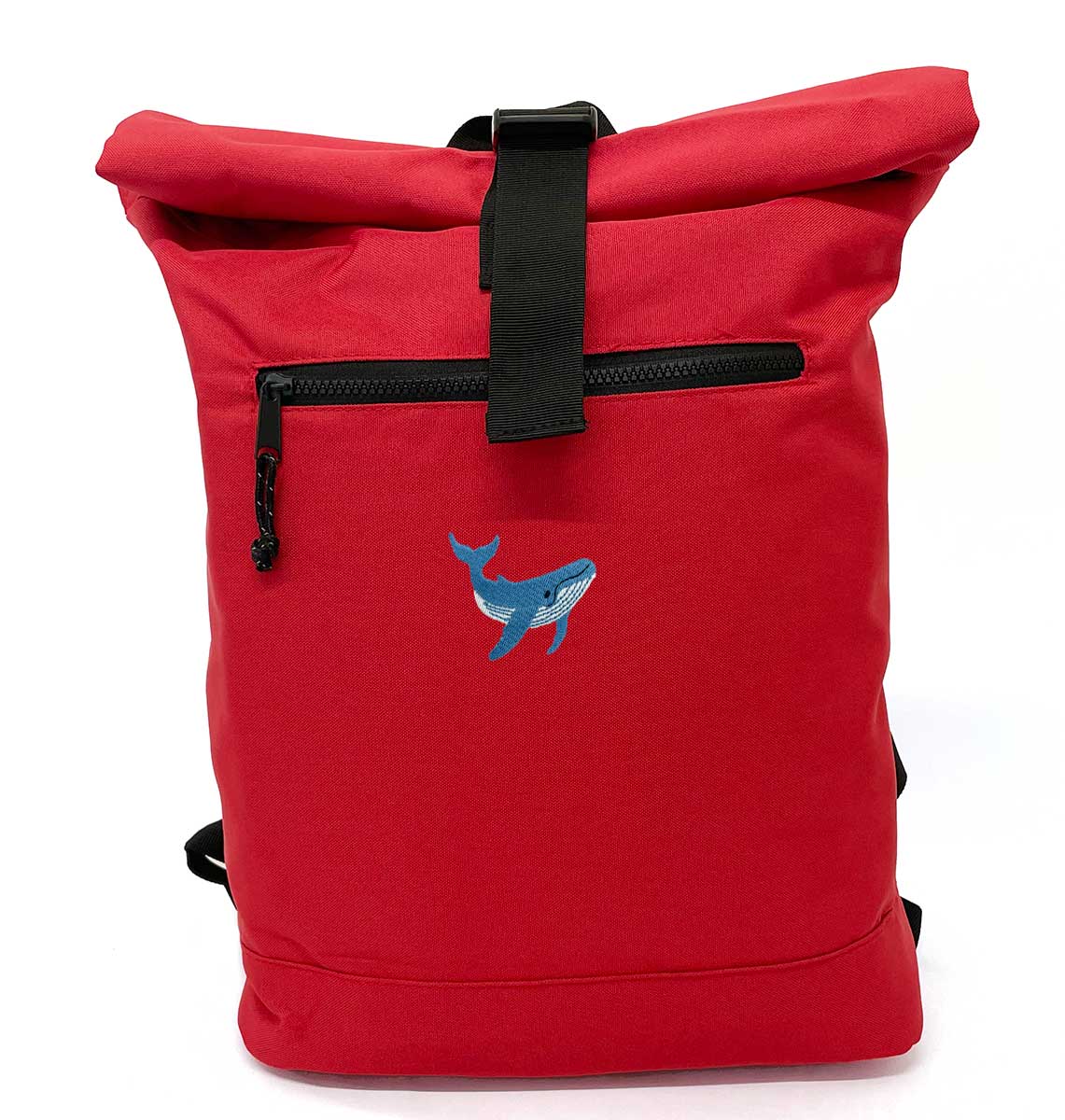 Blue Whale Beach Roll-top Recycled Backpack - Blue Panda