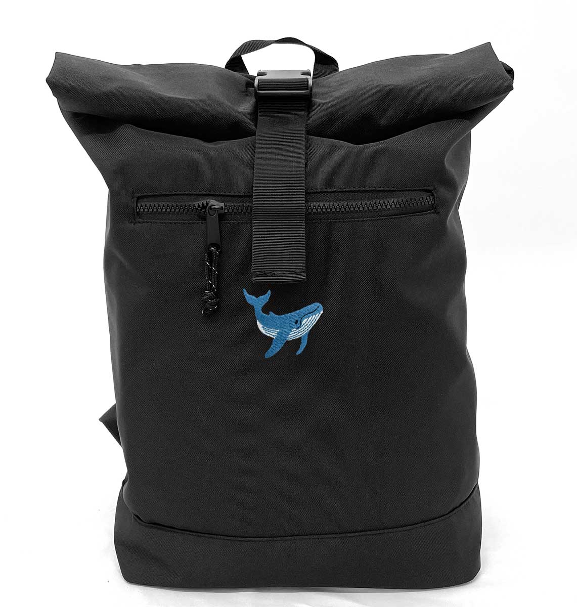 Blue Whale Beach Roll-top Recycled Backpack - Blue Panda