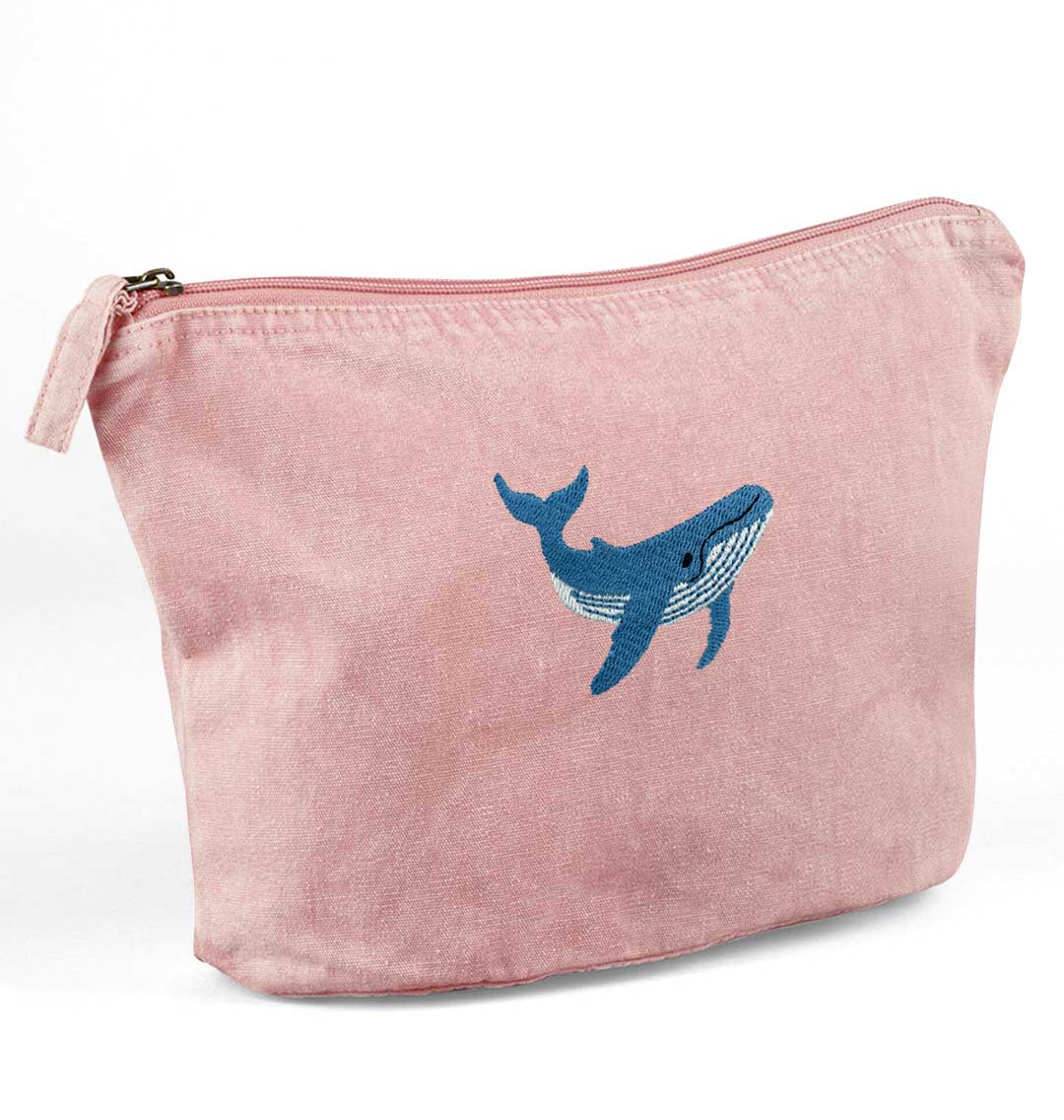 Blue Whale Recycled Cotton Accessory Pouch - Blue Panda