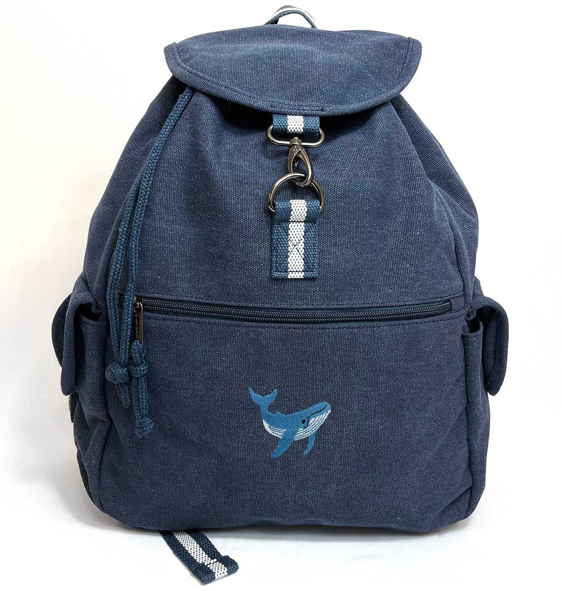 Blue Whale Vintage Canvas Backpack - Blue Panda