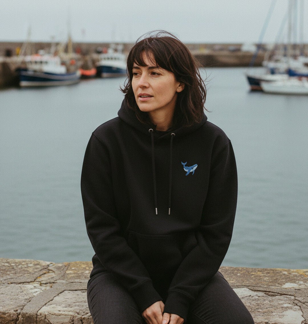 Blue Whale Womens Hoodie - Unisex - Blue Panda