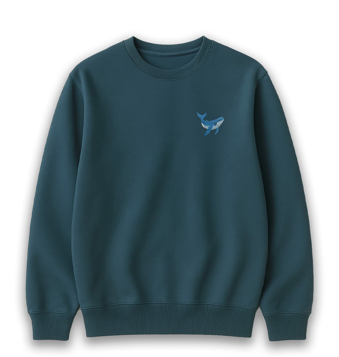 Blue Whale Womens Sweatshirt - Unisex - Blue Panda