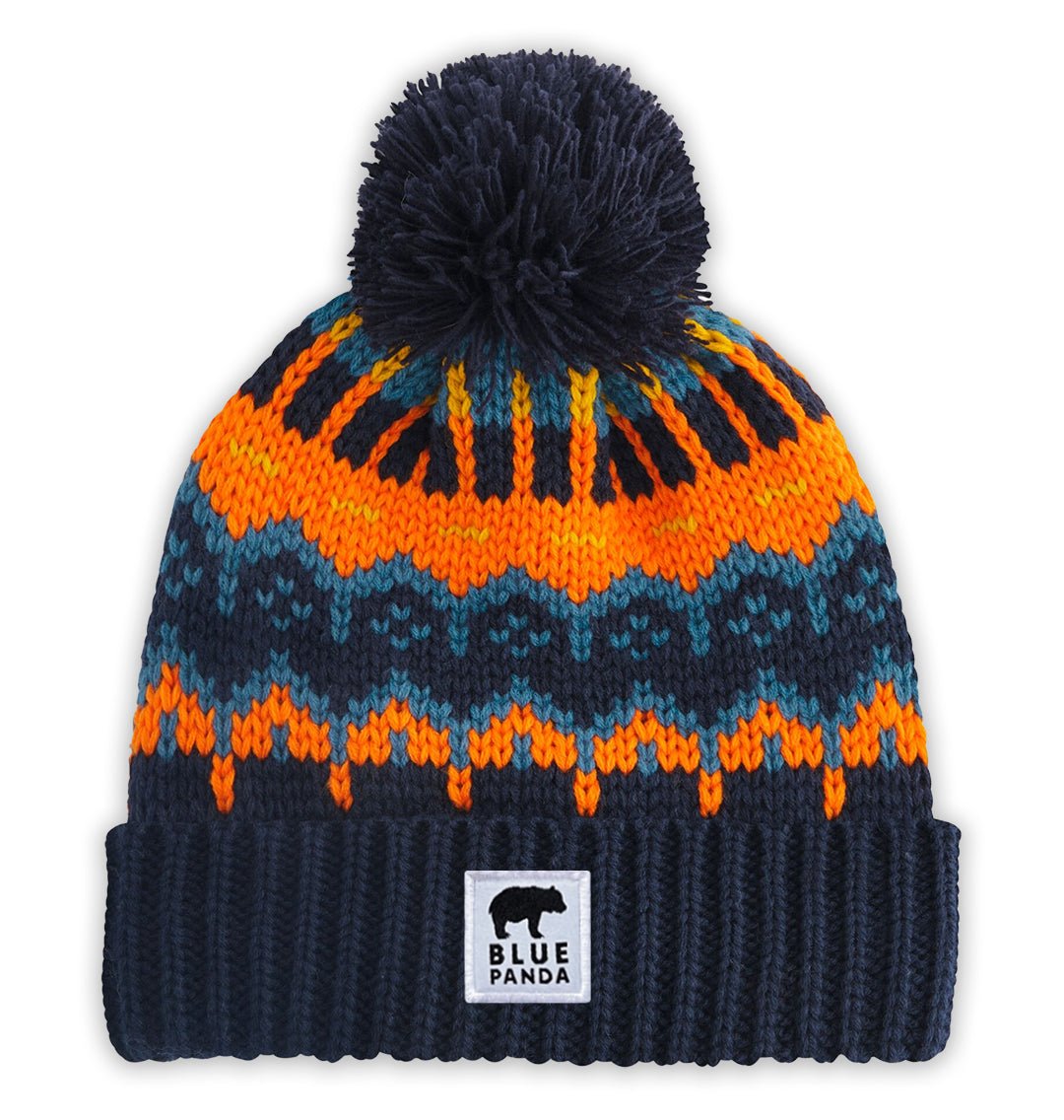 Blue/Orange Alpine Bobble Hat (Copy) - Blue Panda
