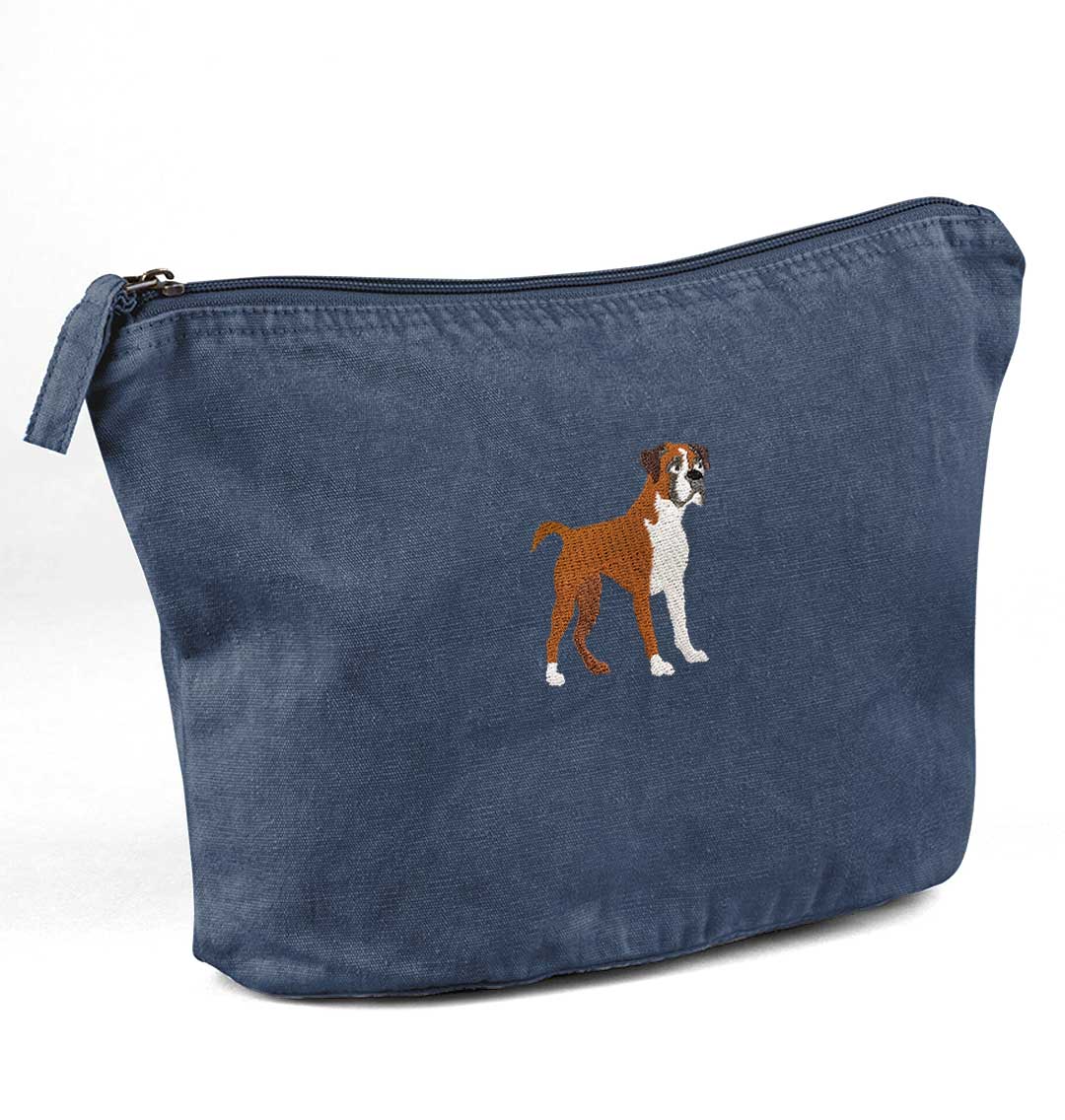 Boxer Dog Recycled Cotton Accessory Pouch - Blue Panda