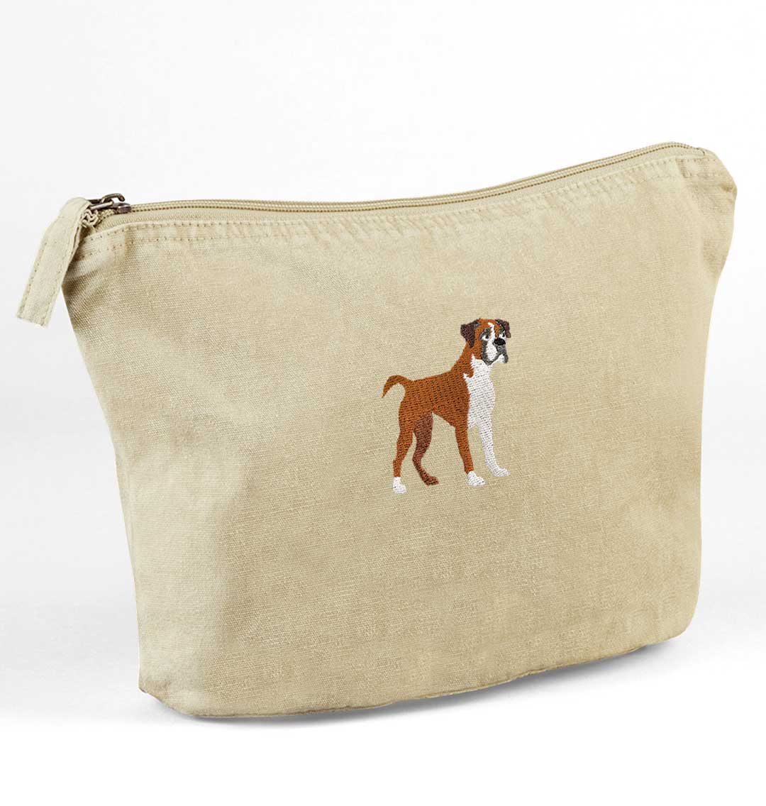 Boxer Dog Recycled Cotton Accessory Pouch - Blue Panda