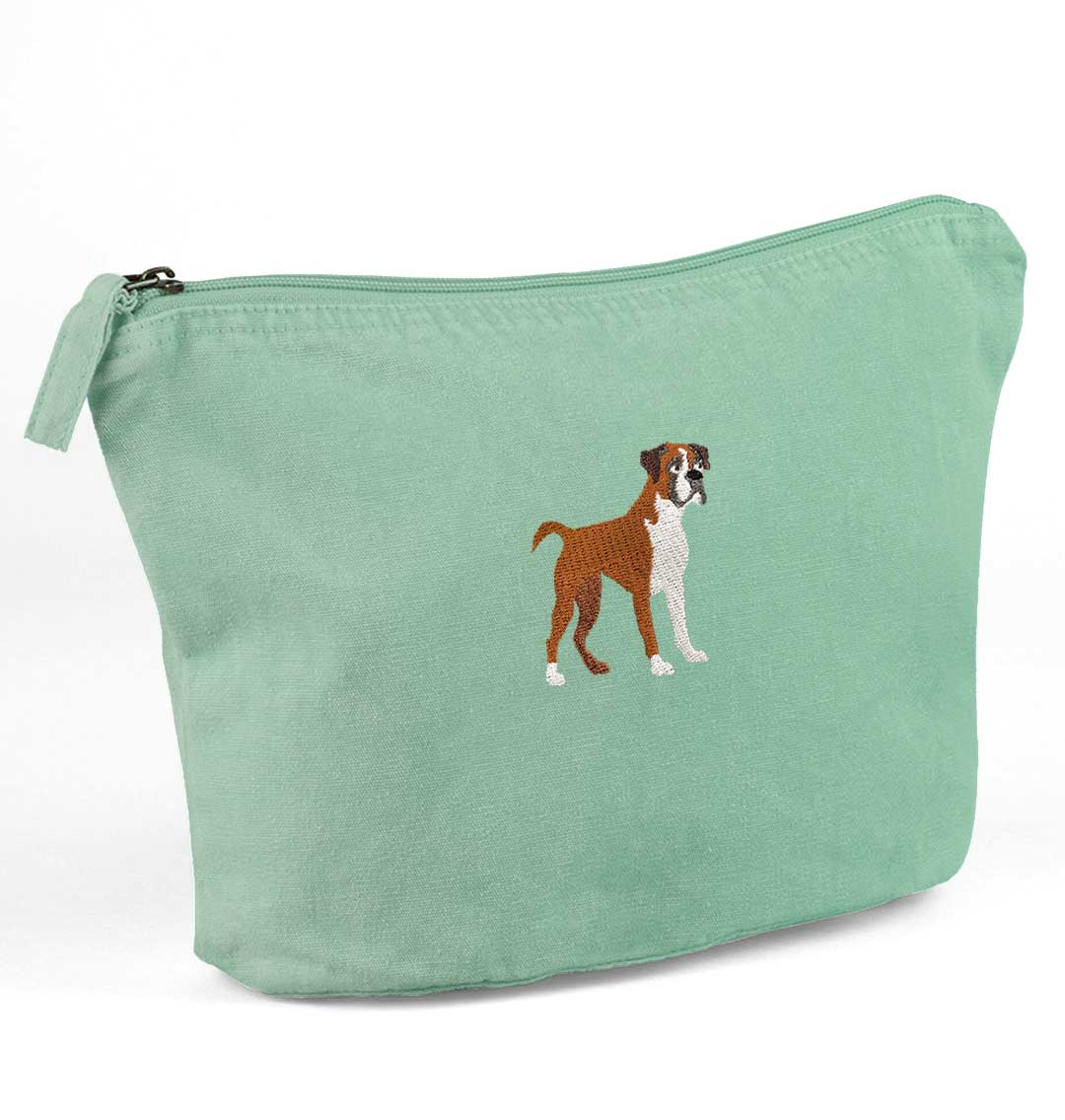 Boxer Dog Recycled Cotton Accessory Pouch - Blue Panda