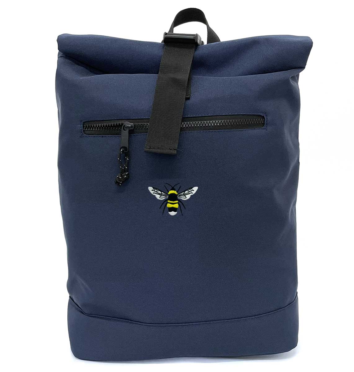 Bumble Bee Beach Roll-top Recycled Backpack - Blue Panda