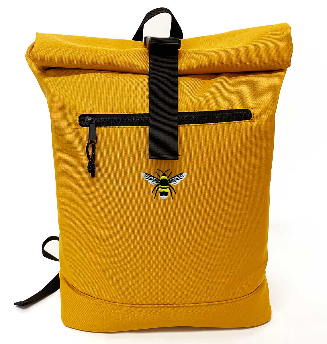 Bumble Bee Beach Roll-top Recycled Backpack - Blue Panda