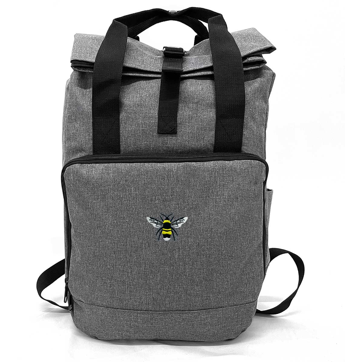 Bumble Bee Large Roll-top Laptop Recycled Backpack - Blue Panda