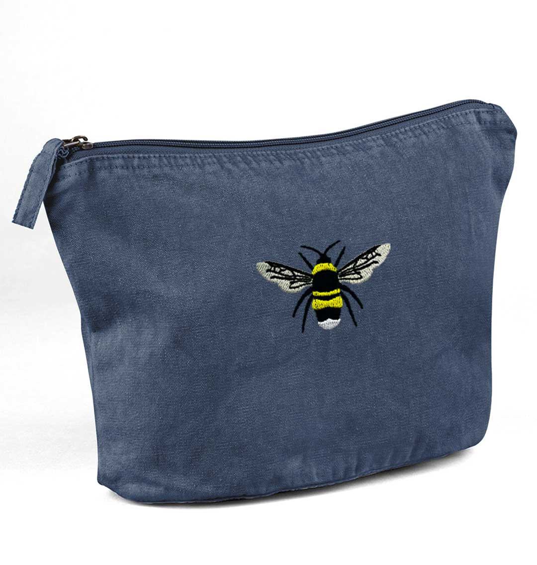 Bumble Bee Recycled Cotton Accessory Pouch - Blue Panda