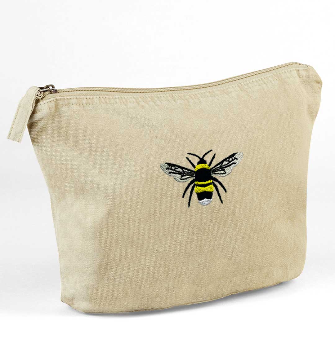 Bumble Bee Recycled Cotton Accessory Pouch - Blue Panda