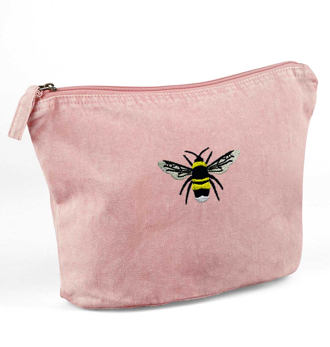 Bumble Bee Recycled Cotton Accessory Pouch - Blue Panda