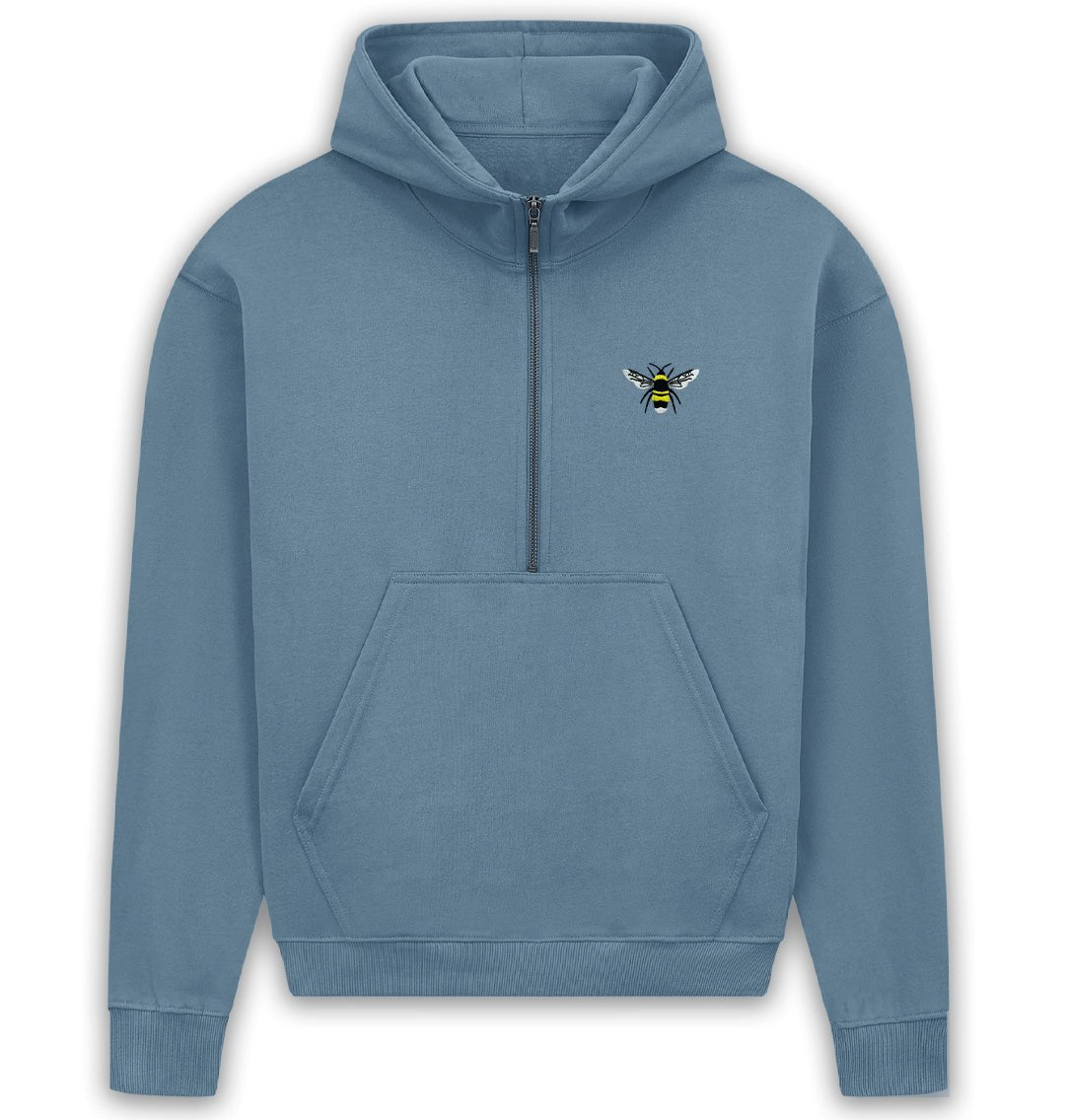 Bumble Bee Womens Half - Zip Hoodie - Blue Panda