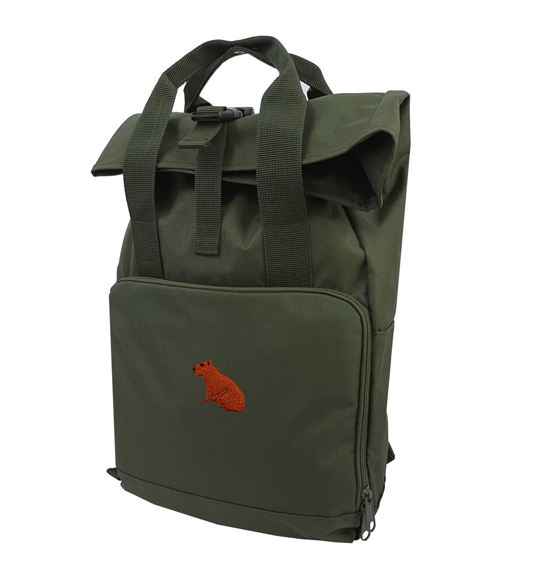 Capybara Everyday Roll-top Recycled Backpack - Blue Panda