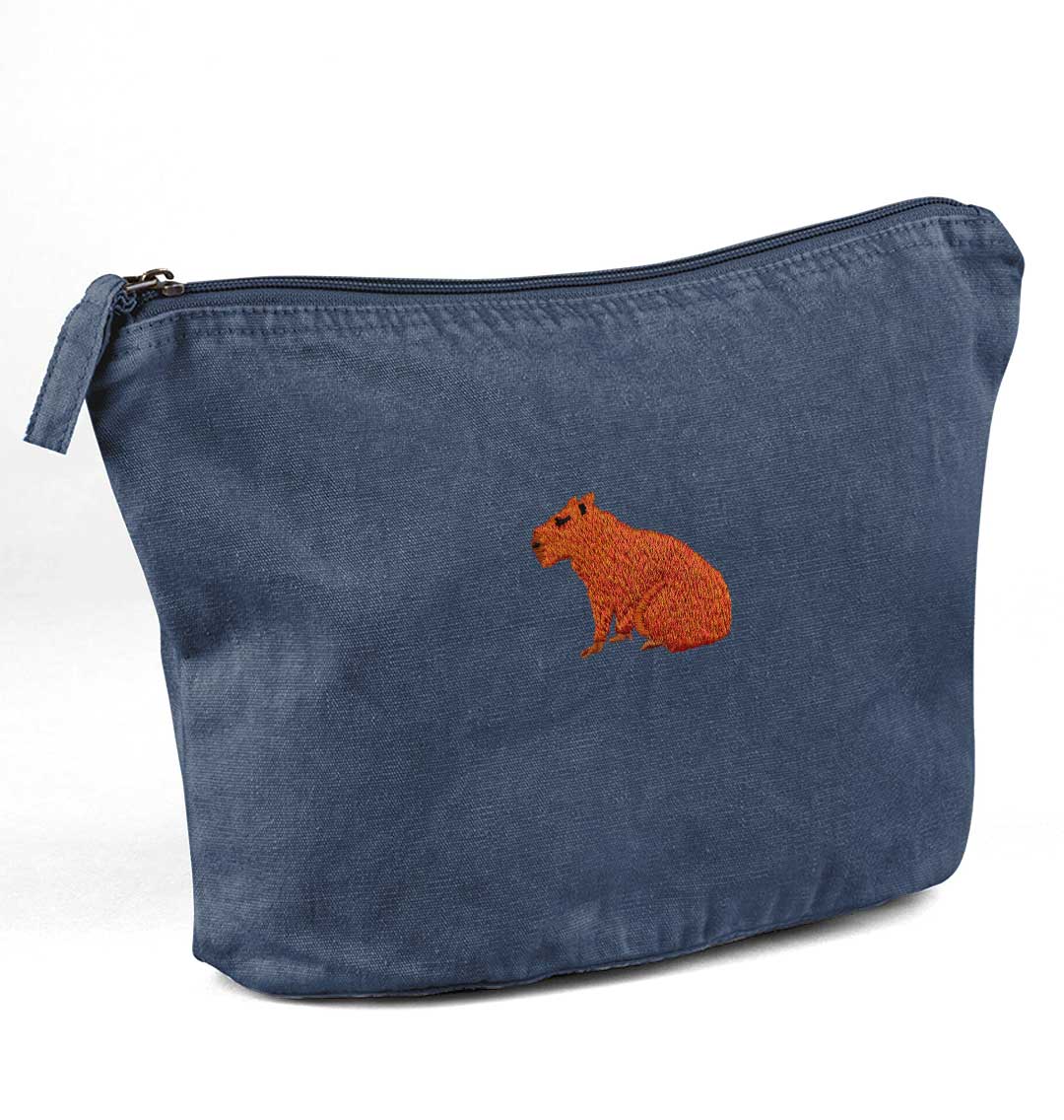 Capybara Recycled Cotton Accessory Pouch - Blue Panda