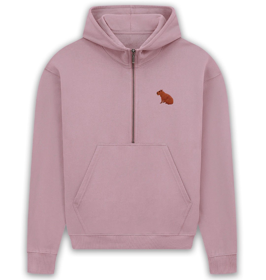 Capybara Womens Half - Zip Hoodie - Blue Panda