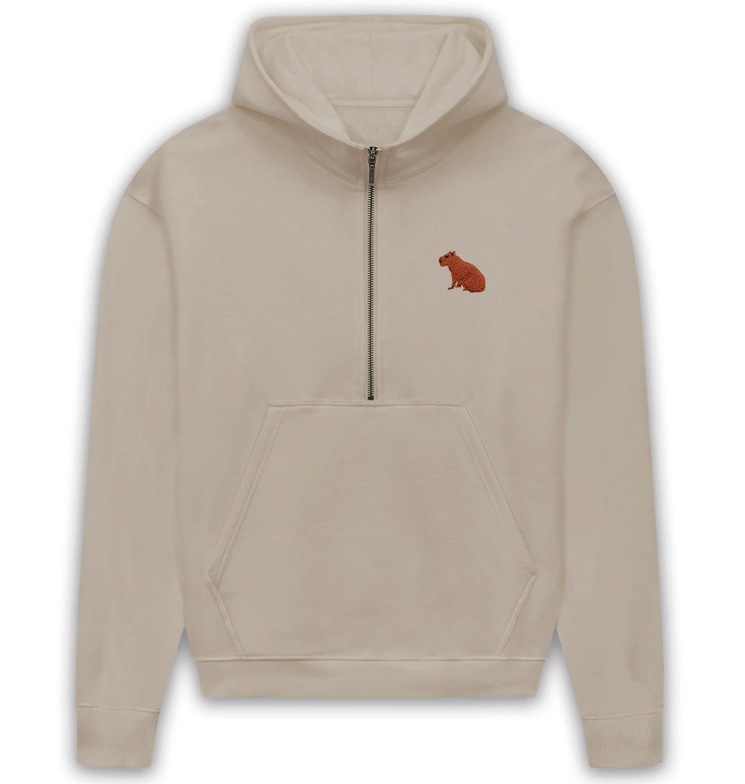 Capybara Womens Half - Zip Hoodie - Blue Panda