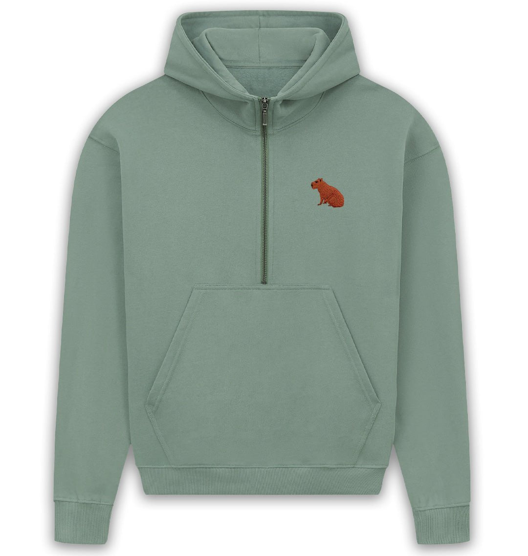 Capybara Womens Half - Zip Hoodie - Blue Panda