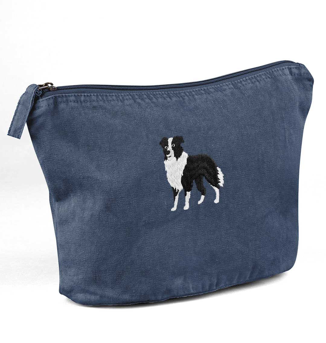Collie Recycled Cotton Accessory Pouch - Blue Panda