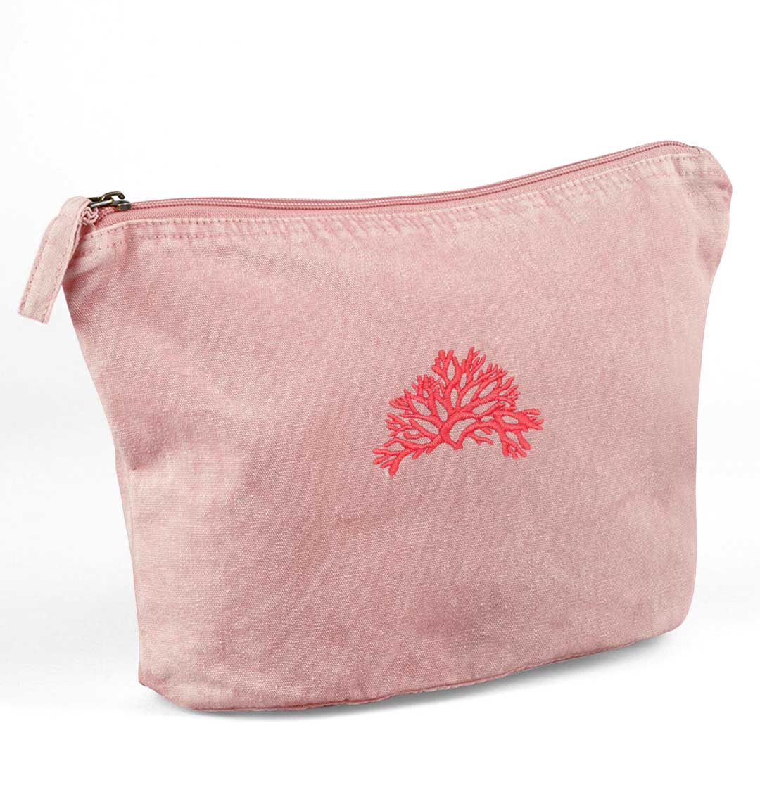 Coral Recycled Cotton Accessory Pouch - Blue Panda
