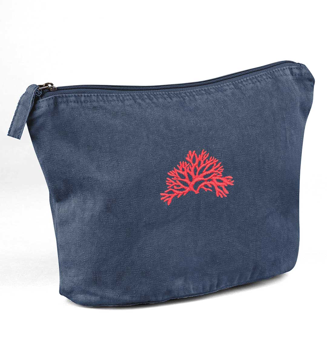Coral Recycled Cotton Accessory Pouch - Blue Panda