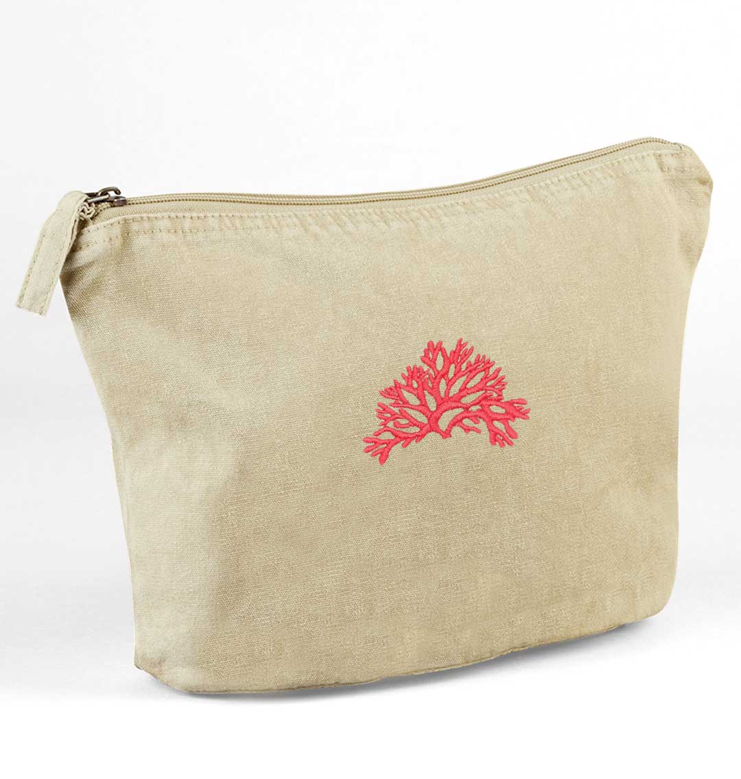 Coral Recycled Cotton Accessory Pouch - Blue Panda
