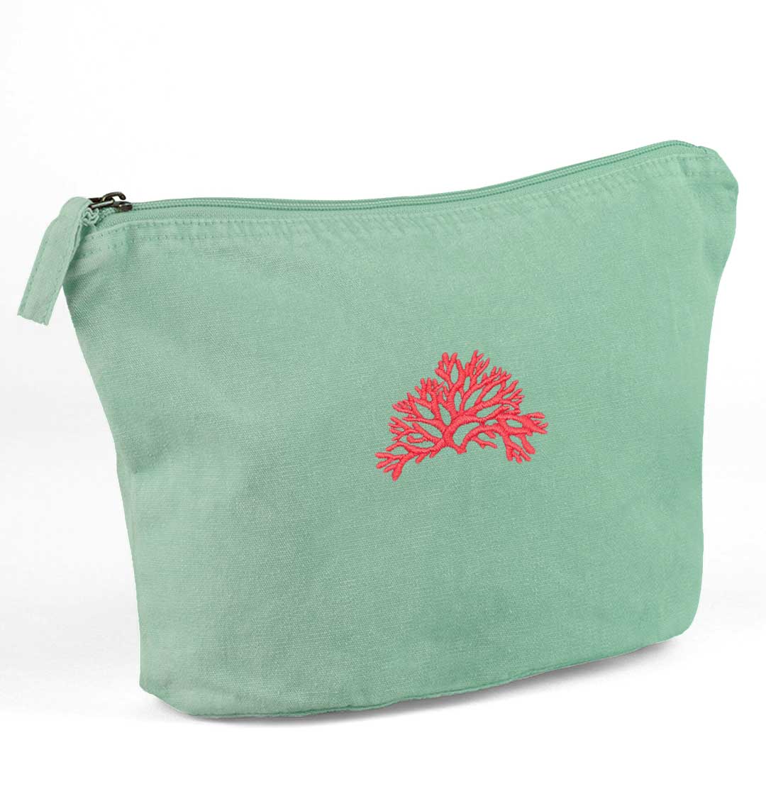 Coral Recycled Cotton Accessory Pouch - Blue Panda