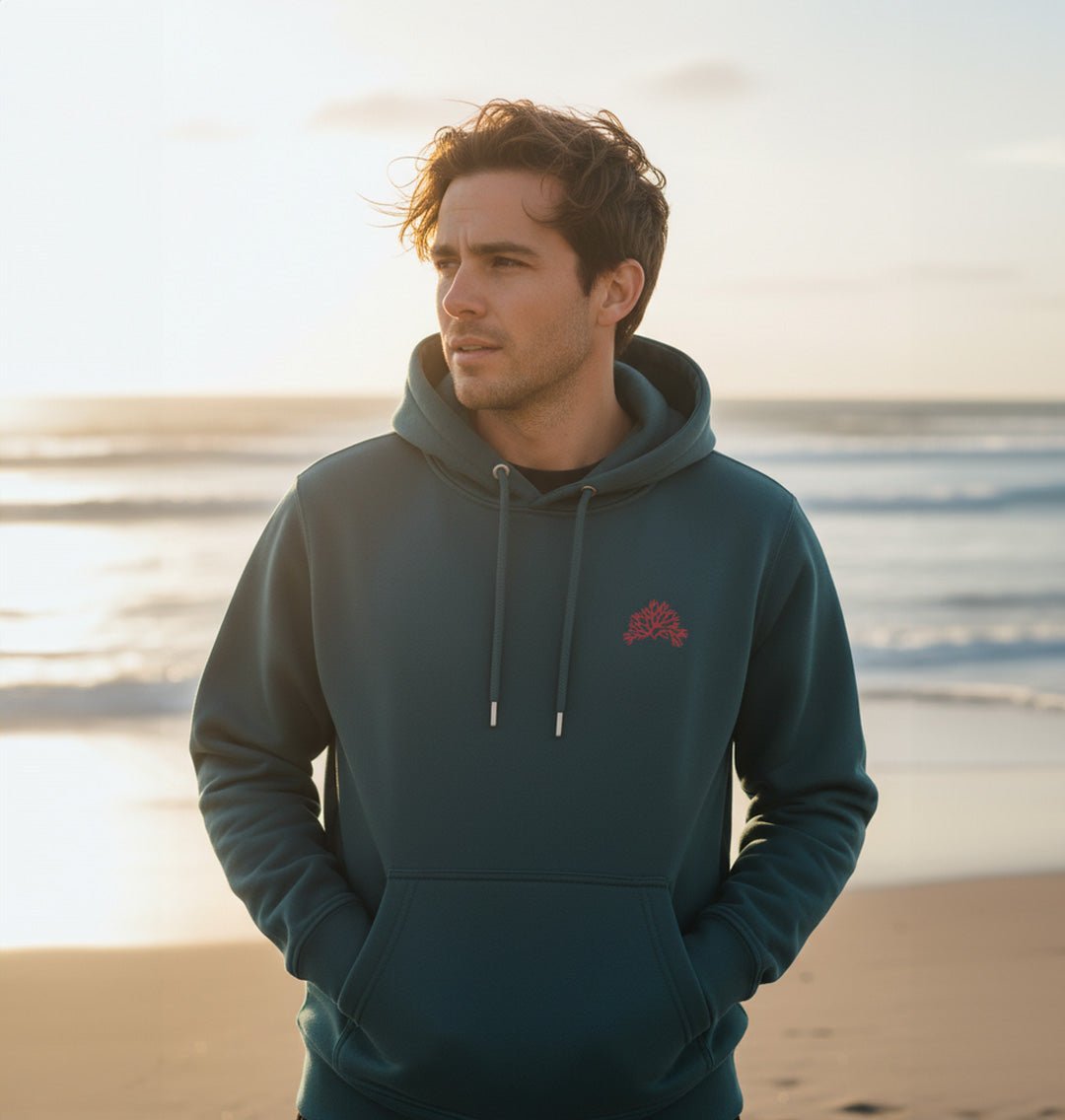 Coral Reef Mens Hoodie - Blue Panda