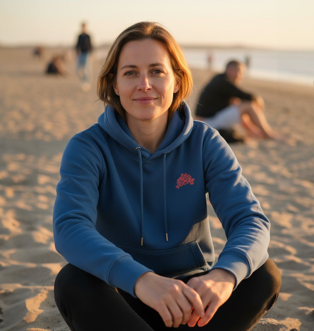 Coral Reef Womens Hoodie - Unisex - Blue Panda