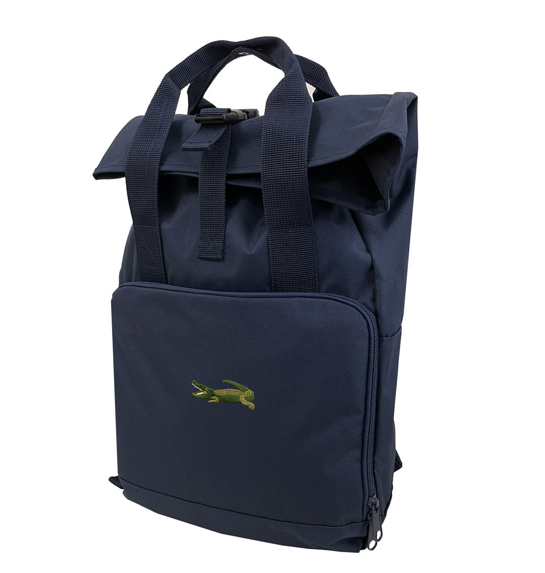 Crocodile Everyday Roll-top Recycled Backpack - Blue Panda