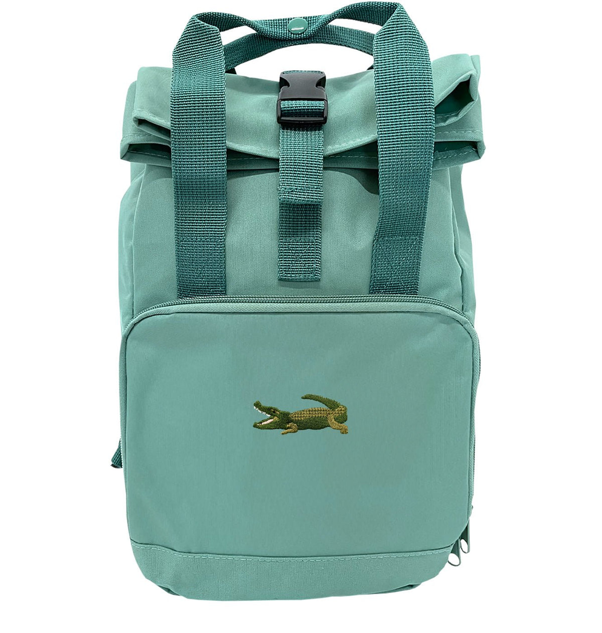 Crocodile Mini Roll - top Recycled Backpack - Blue Panda