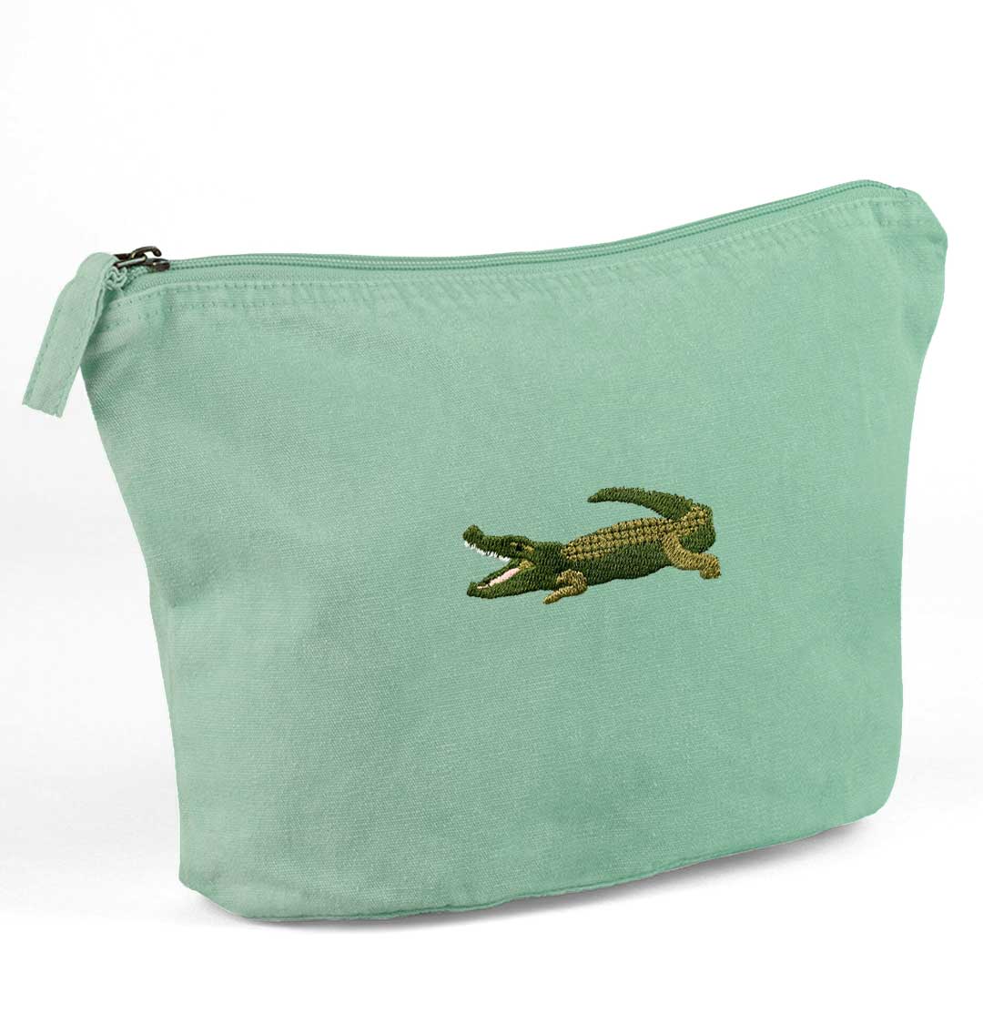 Crocodile Recycled Cotton Accessory Pouch - Blue Panda