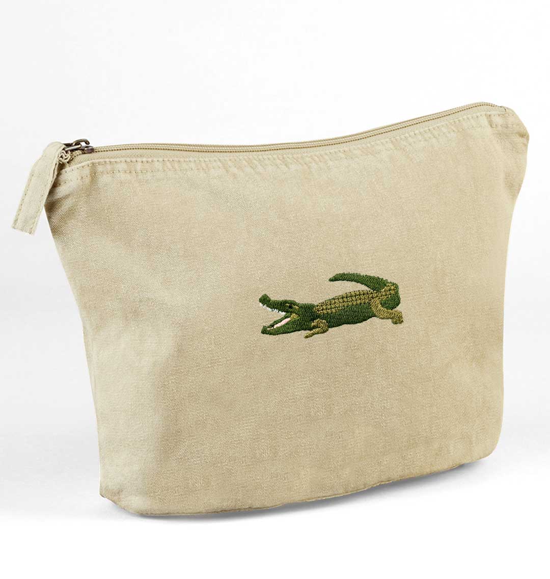Crocodile Recycled Cotton Accessory Pouch - Blue Panda