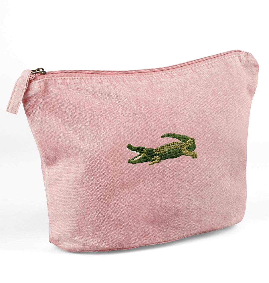 Crocodile Recycled Cotton Accessory Pouch - Blue Panda