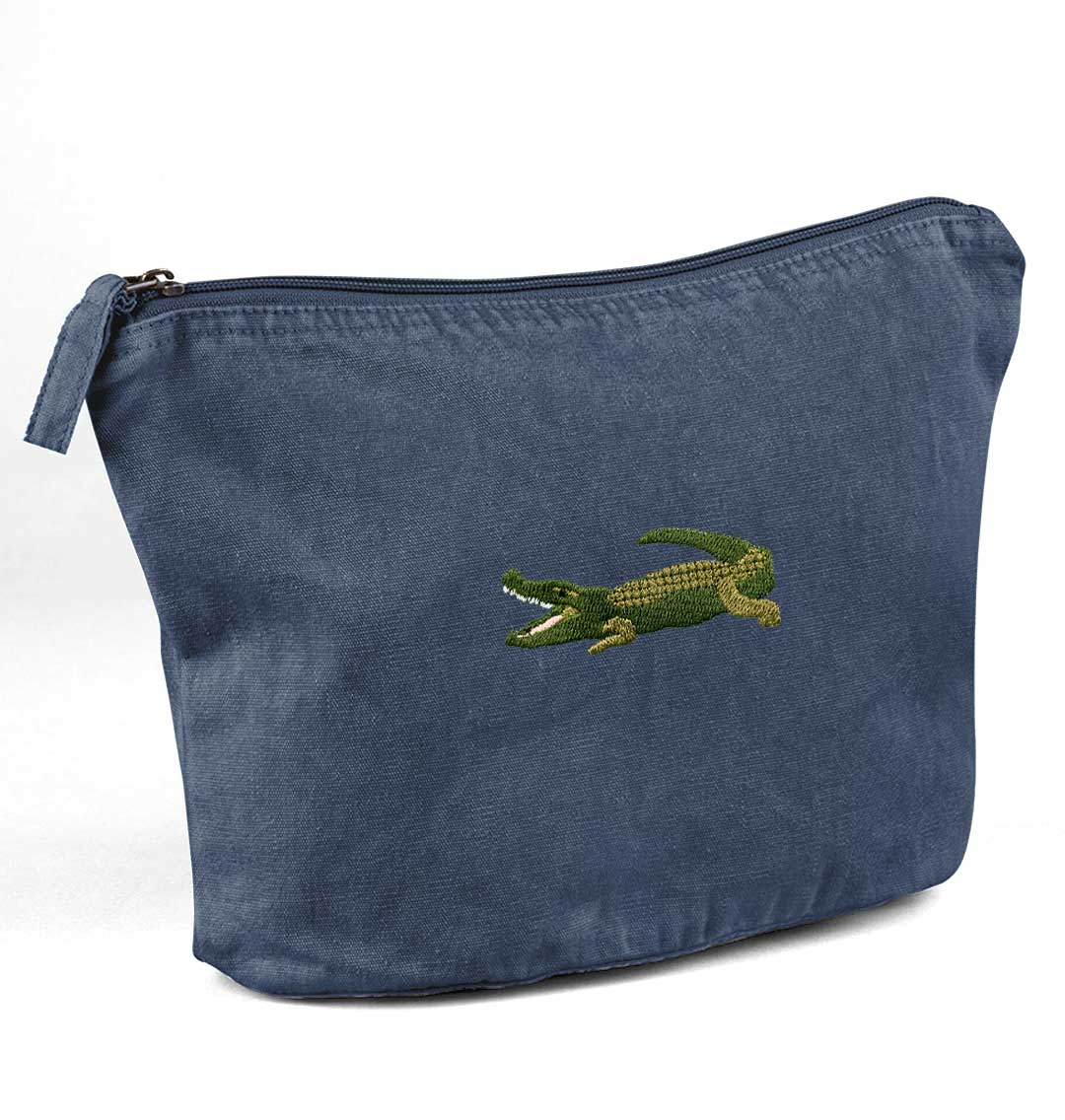 Crocodile Recycled Cotton Accessory Pouch - Blue Panda
